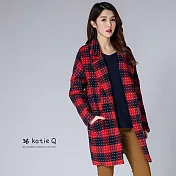【KatieQ】點點紅格西裝外套-FREEFREE紅