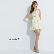 【KatieQ】甜心雕花顯腰洋裝(杏)-M-2L2XL杏