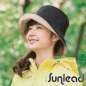 Sunlead 晴雨兩用款。防潑水抗UV雙面雙色可戴防曬軟帽 (黑色/駝色)