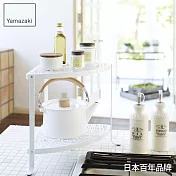 日本【YAMAZAKI】典雅雕花雙層轉角架(白)