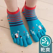 蒂巴蕾TOE SOCKS乾爽五指短襪-汪星人唱歌                              水藍