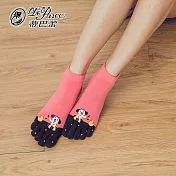 蒂巴蕾TOE SOCKS乾爽五指短襪-狗狗愛玩水                               粉紅
