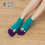 蒂巴蕾TOE SOCKS乾爽五指短襪-狗狗愛玩水                              藍綠