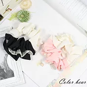 【卡樂熊】韓版優雅女伶雙色雪紡緞紗滾邊圈束-粉色