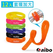 aibo Rainbow 螢光系魔鬼氈束線帶(套環加大版)-12入/組