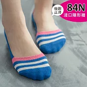 蒂巴蕾 84N 粗針隱形襪套-條紋-                              寶藍