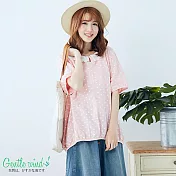 【Gentle wind】蕾絲荷葉領點點寬上衣(2色)-F_FREE粉