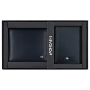 MONDAINE 瑞士國鐵黑標牛皮八卡短夾+名片夾禮盒