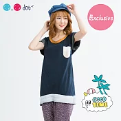 點-點 交叉背帶撞色上衣(2色)-F　FREE藍