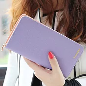 AmaZing 簡約內頁撞色多卡位拉鍊女用長夾 (6色可選)紫色