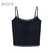 [MIGER密格內衣]長版細肩帶小可愛(附可拆式罩杯)-3683-台灣製-FREE黑色FREE黑色