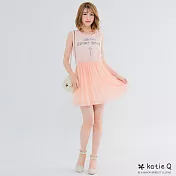 【KT】粉樣蕾絲內襯雪紡洋裝(3色)-FFREE粉