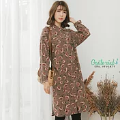 【Gentle wind】文藝花瓣長版襯衫(卡)-F_FREE卡