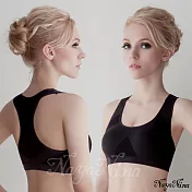 【Naya Nina】超彈透氣無縫工字背運動無鋼圈內衣(黑色)M黑色