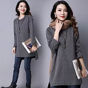 【NUMI】森-前短後長顯瘦純色長袖上衣-共3色50511(M-2XL可選)L灰色