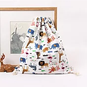 AmaZing 輕旅行束口雙肩後背帆布背袋 (動物園)