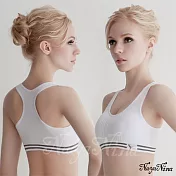 【Naya Nina】彈力撞色無縫工字背運動無鋼圈內衣(白色)M白色