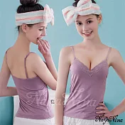 【Naya Nina】Bra Top蕾絲深V無鋼圈罩杯內搭背心(紫藕)M紫藕