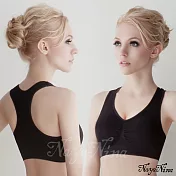 【Naya Nina】超彈力支撐無縫工字背運動無鋼圈內衣(黑色)XL黑色