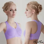 【Naya Nina】超彈力支撐無縫工字背運動無鋼圈內衣(淺紫)L淺紫