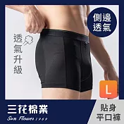 【SunFlower三花】三花彈性貼身平口褲.男內褲.四角褲_L黑色