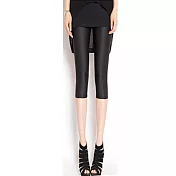 【Lockers 木櫃】 光澤亮絲顯瘦七分褲/內搭褲-三色(黑色)