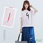【Gentle wind】問號驚嘆號條紋上衣-F　FREE紅