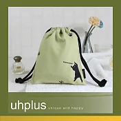 uhplus 迷你束口袋-喵・日常 Blablabla(抹茶綠)