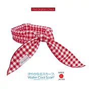 日本急速消暑冰晶降溫圍巾白底紅格
