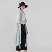 現貨|旅途原品_脈絡 原創設計毛織寬鬆中長款開衫-S/M/L_S淺藍