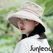 Sunlead 防曬透氣寬緣可折邊防風吹落遮陽帽(拿鐵色)
