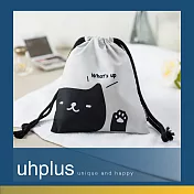uhplus 迷你束口袋-喵・日常 What‘s up (灰)