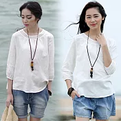 【NUMI】森-簡約文藝風純色上衣-白色-51284(M-2XL可選)M白色