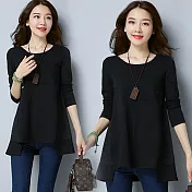 【NUMI】復古-網格拼接休閒上衣-共2色-90406(M-2XL可選)M黑色