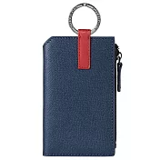 MONDAINE 瑞士國鐵Urban牛皮4卡鑰匙零錢包-十字紋藍