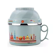 【EZlife】304不鏽鋼雙層保溫食安餐具組北歐藍