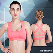 【Naya Nina】透氣網眼交叉美背無鋼圈運動內衣S~L(粉)S粉色