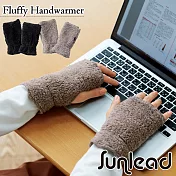 Sunlead 日系保暖防寒蓬鬆感刷毛露指手套(黑色)