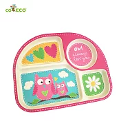 coeco竹纖維兒童餐盤粉紅貓頭鷹