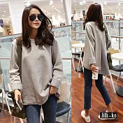 【Jilli~ko】韓版假兩件前短後長衛衣-F J5796　FREE灰色