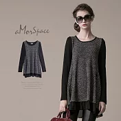 【模兒空間AMOR SPACE】S2032 雙色毛織感層次長上衣101329XL黑