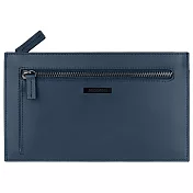 MONDAINE 瑞士國鐵牛皮雙拉鏈收納包-藍