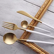 【EZlife】歐式精緻304不鏽鋼餐具五件組純情白金