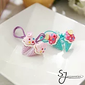 【SJ】彩繪冰淇淋造型兒童髮束4入-綠+紫