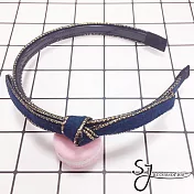 【SJ】韓版氣質平蝶結金邊造型髮箍-深藍色