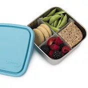 美國U Konserve 中方形不鏽鋼分隔便當盒 (四分格可拆)一抹天藍