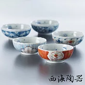 西海陶器【染錦花繪 五件式甜湯碗】