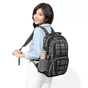 1818 上學/逛街/買菜必備 格紋後背包 黑(CG90189-36)
