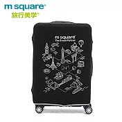 m square 加厚款李箱套-世界風情24吋酷黑