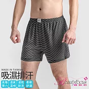 BeautyFocus棉添加吸濕排汗條紋平口褲3860黑色-M